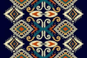 africano ikat floral cachemir bordado en oscuro púrpura fondo.ikat étnico oriental modelo tradicional.azteca estilo resumen vector ilustración.diseño para textura,tela,ropa,envoltura,bufanda.