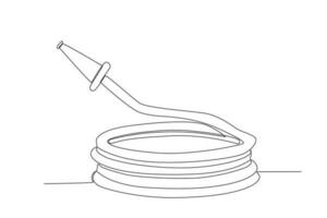 Vector simple line of fire Hose one line concept of fire department equipment drawing and continuous line.