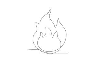 Vector simple line of fire flame one line concept of fire department equipment drawing and continuous line.