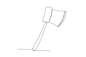 Vector simple line of fire axe one line concept of fire department equipment drawing and continuous line.