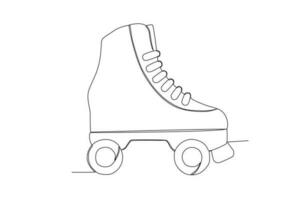 vector continuo línea de deporte rodillo patines