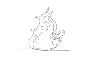 Vector simple line of fire flame one line concept of fire department equipment drawing and continuous line.