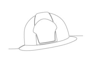 Vector simple line of fire helmetone line concept of fire department equipment drawing and continuous line.