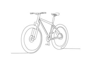 vector uno continuo soltero línea dibujo de bicicleta montando bicicleta para ejercicio sano viajero diario al trabajo estilo de vida concepto lineal bosquejo aislado