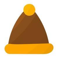 hat yellow brown warm knitted element icon vector