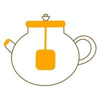 teapot tea drink line color icon element vector