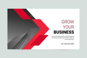 Red modern grow your business social media cover template vector