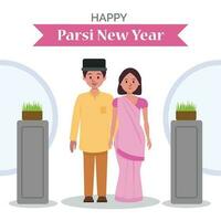 Vector illustration of Happy Parsi new year wishes background