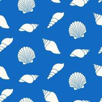Seamless pattern of hand drawn seashells on isolated background. Design for summertime celebration, scrapbooking, wedding invitation, textile, home decor, nursery decoration, paper craft. vector