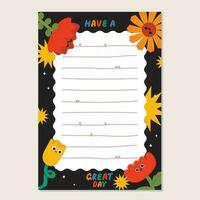 flat design cute vibrant vivid color colorful flower notes template vector