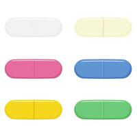 Different color set of pills isolated on white vector