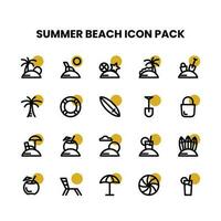 Summer Beach Thick Outline icon pack vector