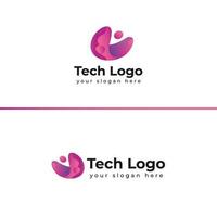 Technology logo template vector illustration graphic geometric tech logo