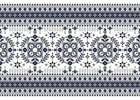 geometric and flower ethnic fabric pattern on blue background for cloth carpet wallpaper background wrapping etc. vector
