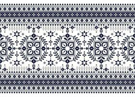 geometric and flower ethnic fabric pattern on blue background for cloth carpet wallpaper background wrapping etc. vector