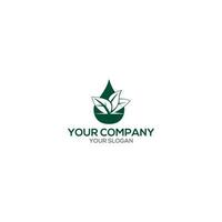 Green Leaf Water Logo Design Vector