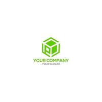 Green P Cube Logo Design Vector