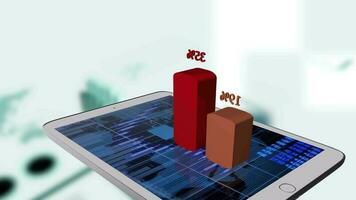 ein Tablette Computer mit ein Graph auf es zeigen Geschäft Der Umsatz Profite Diagramme Diagramme video