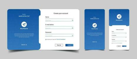 set of sign up and sign in forms. professional mobile app sign in page. register page vector illustration.