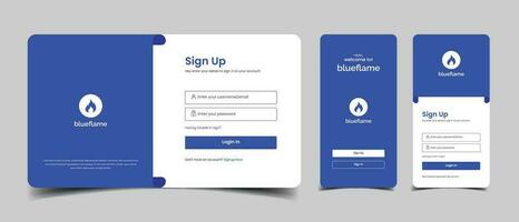 set of sign up and sign in forms. professional mobile app sign in page. register page vector illustration.