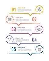 Infographic thin line list diagram with 5 options or steps. Vector illustration.