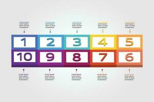 timeline step square chart template for infographic for presentation for 10 element vector
