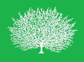 White silhouette of a tree on a green background hand drawn .Tree of life.Vector illustration. vector