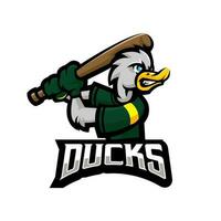 Duck Baseball Cartoon Mascot Logo vector