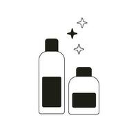 Set of black cosmetic cans and bottles icons vector