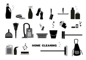 Tools for cleaning set icons concept without people scene in the flat cartoon design. Tools for cleaning. vector