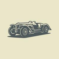 Vintage Classsic Car Vector Art Silhouette Monochrome Isolated