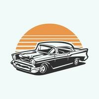 Classic Vintage Hot Rod Car Vector Art Illustration Isolated for TShirt Design