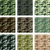 Set of seamless vector military patterns. Pattern for uniforms of soldiers, paintball, hunters and fishermen