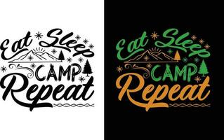 comer dormir acampar repetir t camisa vector