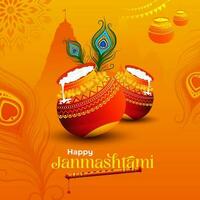 Happy Janmashtami Greeting Background Design Template Vector Illustration