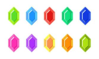 Set of Crystal illustration vector graphic  fun color, vector gemstone with flat design