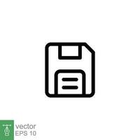 Floppy disk icon. Simple outline style. Save file button, computer memory backup, diskette, technology concept. Thin line symbol. Vector illustration isolated on white background. EPS 10.