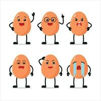 Cute happy chicken egg different pose activity. funny egg different face expression vector illustration set.