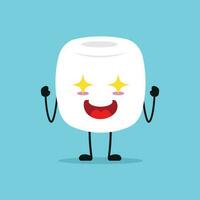 Cute excited marshmallow character. Funny electrifying marshmallow cartoon emoticon in flat style. sweet emoji vector illustration