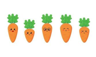 cute carrot family with various face expression vector