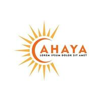 Cahaya logo, sun and moon logo vector flat design illustration