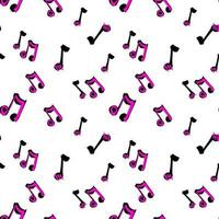 Hand drawn music notes seamless pattern. Vector doodle illustration. Chaotic symbols for melody composition, playing instruments for cover, fabric