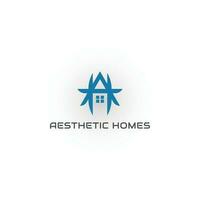Abstract the initial letter AH or HA in blue color isolated on white background. AH logo a little explanation of the concept of the logo is the unique letter AH with clean, clear, thick, elegant lines vector