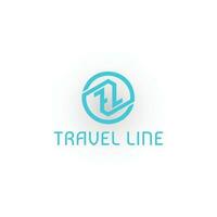 Abstract the initial letter TL or LT in blue color isolated on white background. Minimalist elegant line art letter TL logo for travel logo. This logo icon incorporates two letters T and L creatively. vector