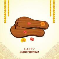 celebración de guru purnima en el fondo de la tarjeta de felicitación de guru paduka vector