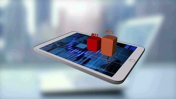 Mobile Tablet Device Showing Corporate Business Data Charts Animation video