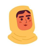 Muslim woman in hijab semi flat vector character head. Editable cartoon avatar icon. Face emotion. Colorful spot illustration for web graphic design, animation