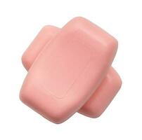 Two dry pink soap bars in stack isolated on white background with clipping path. photo