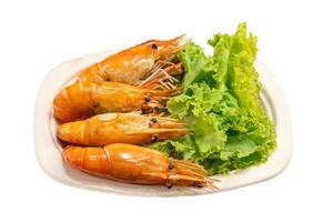Grilled river prawns or lobsters isolated on white background with clipping path. photo