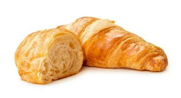 single piece of croissant with half isolated on white background with clipping path. photo